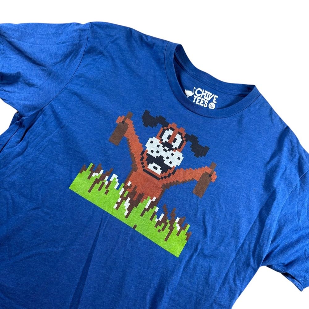 VTG Duck Hunt Pixel Dog Chive Tees Mens XL Gaming Graphic 8-Bit Streetwear